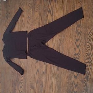 Vicherub Youth warm Thermal Long John set: LS top & pants* sz sm(9-11) blk EC